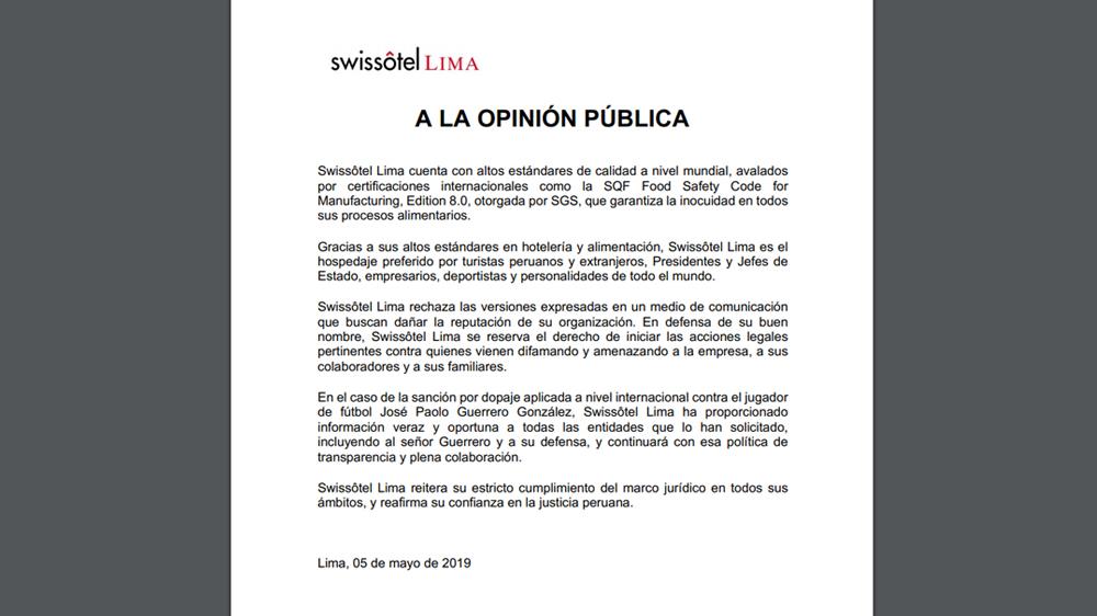 La respuesta del Swissotel
