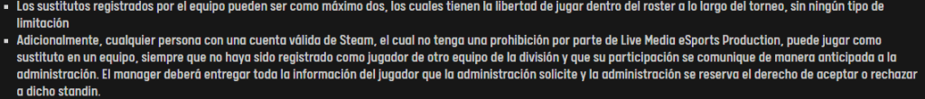 Liga Pro Gaming Regla 2
