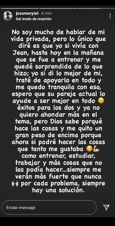 Jossmery Toledo mensaje Instagram