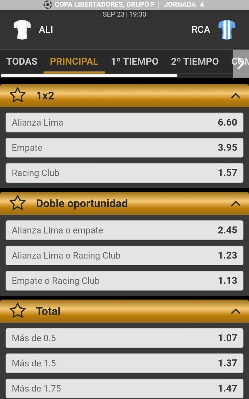 Alianza Lima vs Racing Club