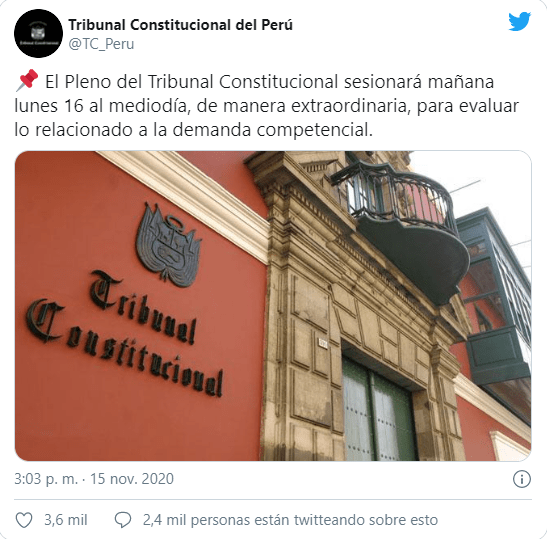 Tribunal Constitucional sesionará este lunes. 