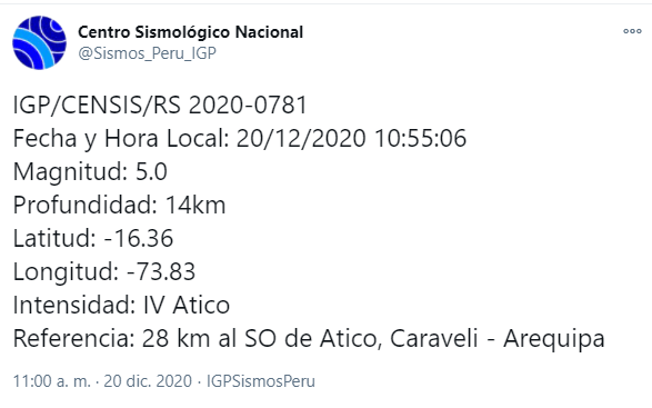 sismo en arequipa