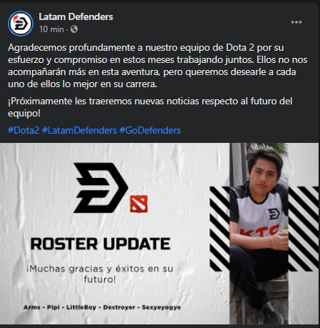 Latam Defenders Dota 2 Roster