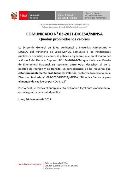 Comunicado Ministerio de Salud