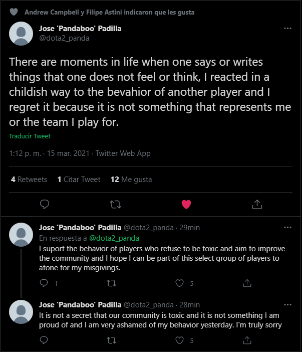 Dota 2 Pandaboo se disculpa