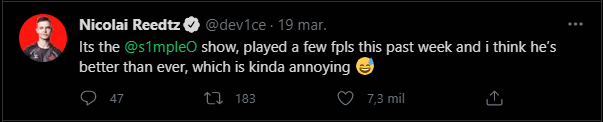 Dev1ce elogia a S1mple