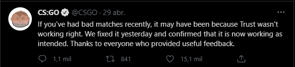 CSGO Comunicado Twitter