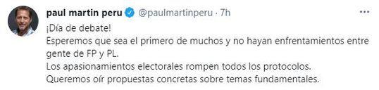 Paul Martin, Twitter, Debate en Chota