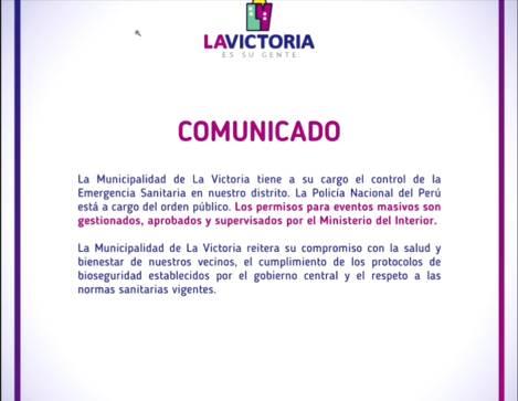 Pedro Castillo, La Victoria, comunicado Pedro Castillo, La Victoria, comunicado